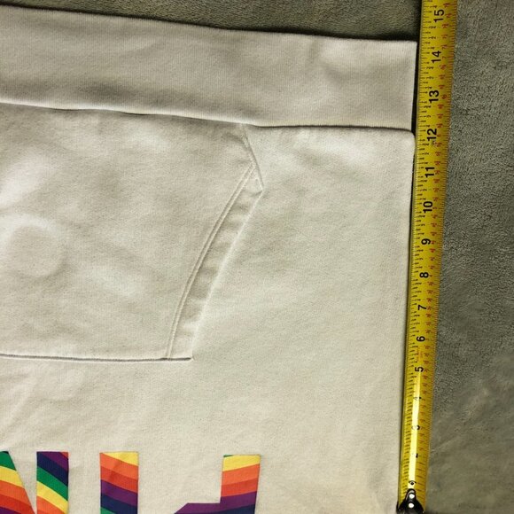 PINK Victoris'a Secret White Quarter Zip Pullover Rainbow Logo Size XL - Picture 5 of 10